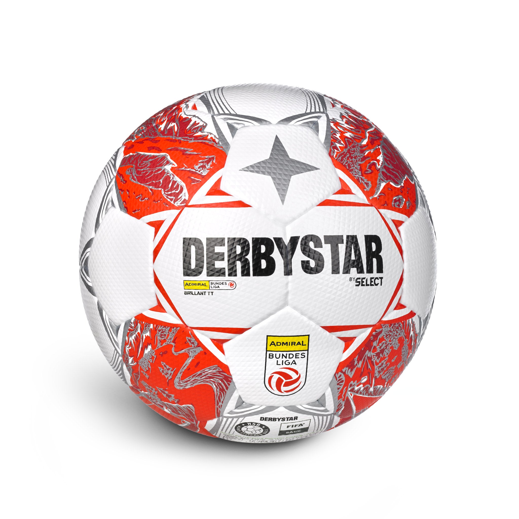 Derbystar FB-BRILLANT TT V24 Pallone Da Calcio Allenamento | Cucito A Mano, PU Alta Tecnologia, Superficie Diamantata, Bianco Argento